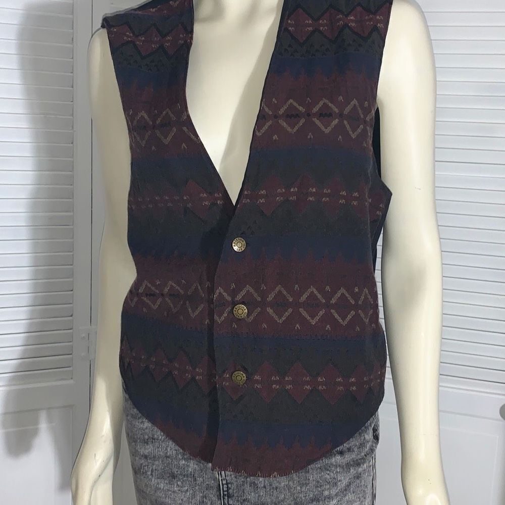 Vintage Aztec Button Down Vest Size Medium